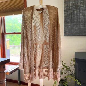 Umgee Mocha/Gold Summer Lacy Cardigan